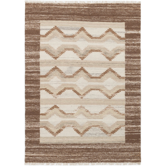 Union Rustic Mcphail Southwestern Handmade Flatweave Wool Brown/Cream
